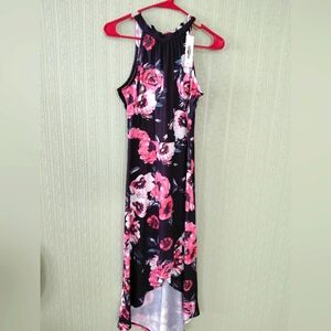 Nwt!! Floral Halter Neck High Low Dress